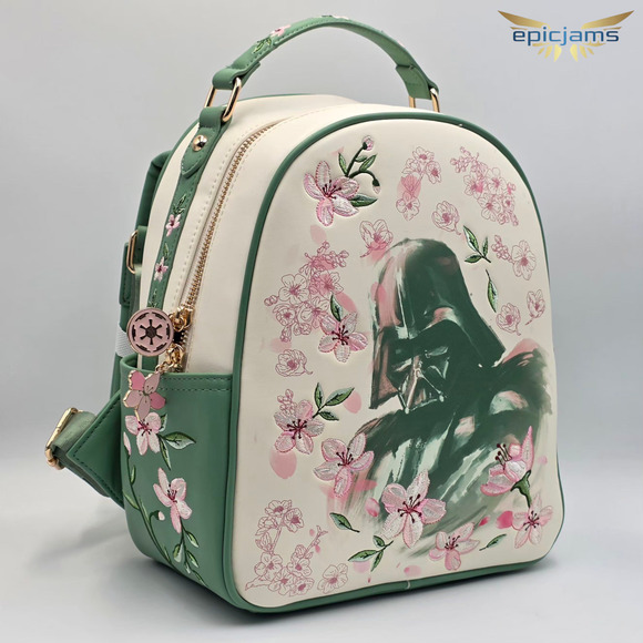 Star Wars Darth Vader Cherry Blossom Floral Green Pink Mini Backpack Bag New - Picture 2 of 8